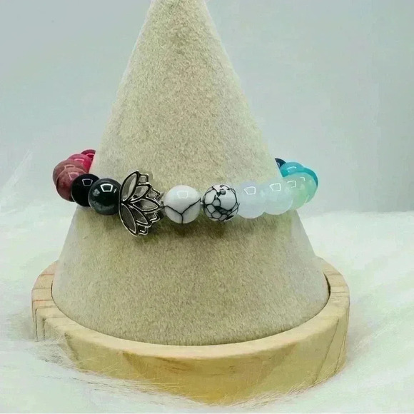 Colorful Natural Stone Beaded Bracelet - Picture 3 of 5